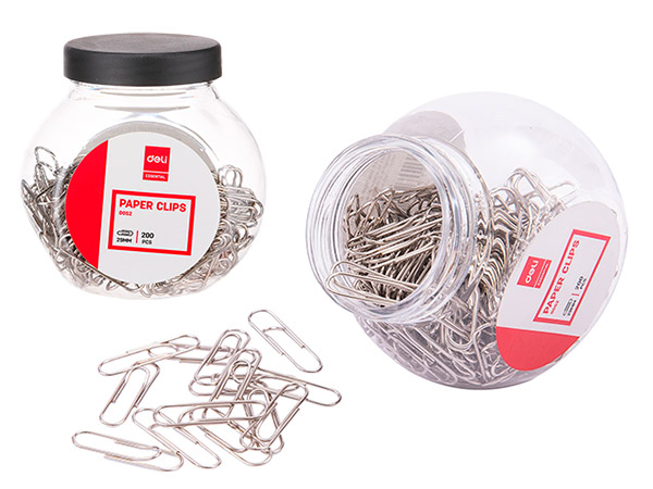 Deli Скрепки 29 мм 200 шт никелированные в баночке Deli фото