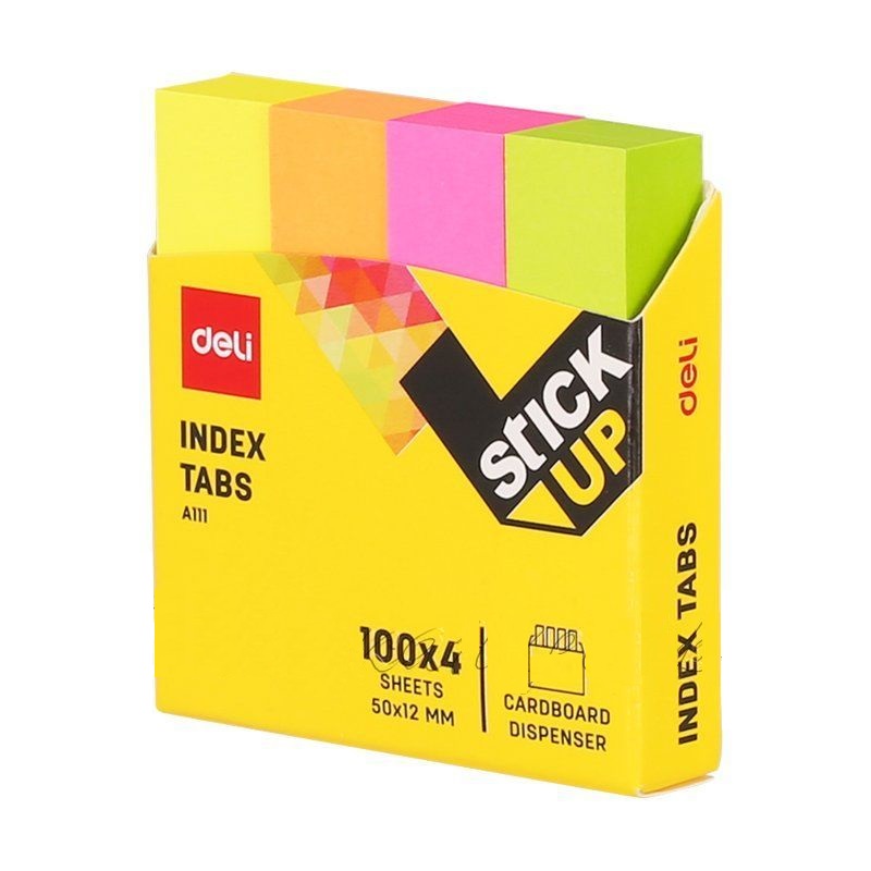 Deli Большие бумажные закладки с липким краем NEON (400 л 4 цв) фото