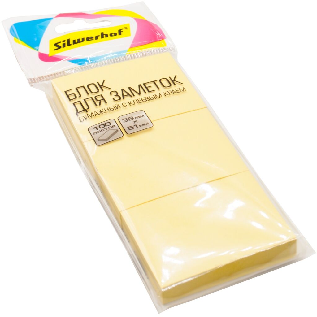 Silwerhof Бумага с липким краем желтая (51х38 100 л ) фото