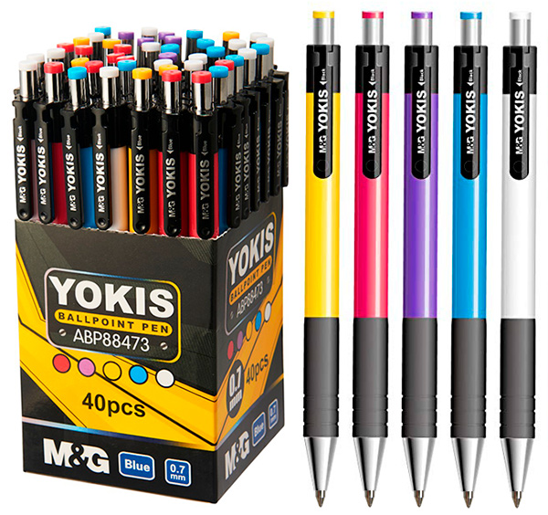 M&G Ручка шариковая автоматическая синий стержень YOKIS MG фото