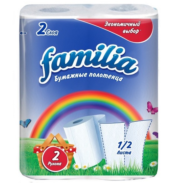 Полотенца рулонные двухслойные Familia (2 рулона) фото