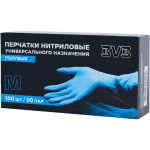 Перчатки нитриловые неопудренные одноразовые,M, 100 шт, голубой