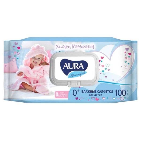 Салфетки влажные Aura Ultra comfort, для детей, 100шт