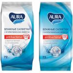 Салфетки влажные антибактериальные Aura Family, 72шт