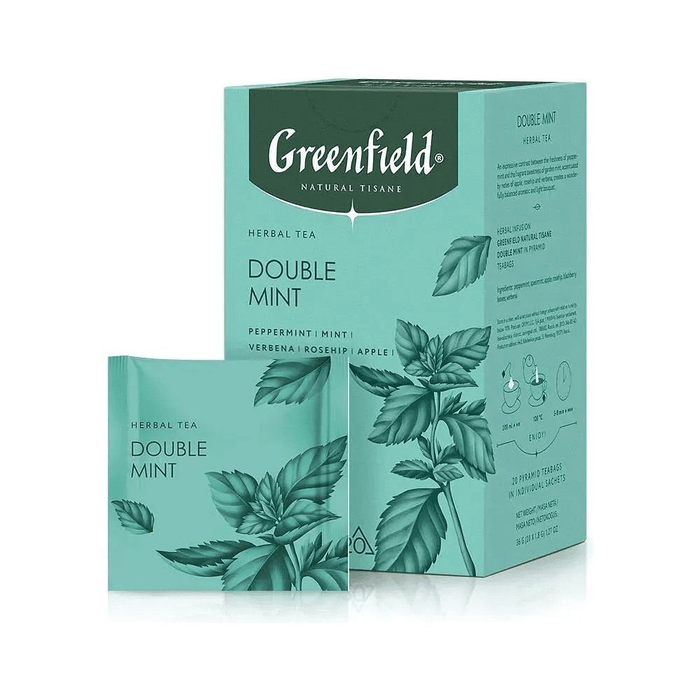052963301592865 Чайный напиток "Greenfield Tisane Double Mint", 20 пакетиков x 1.8 г, с мятой — изображение 1