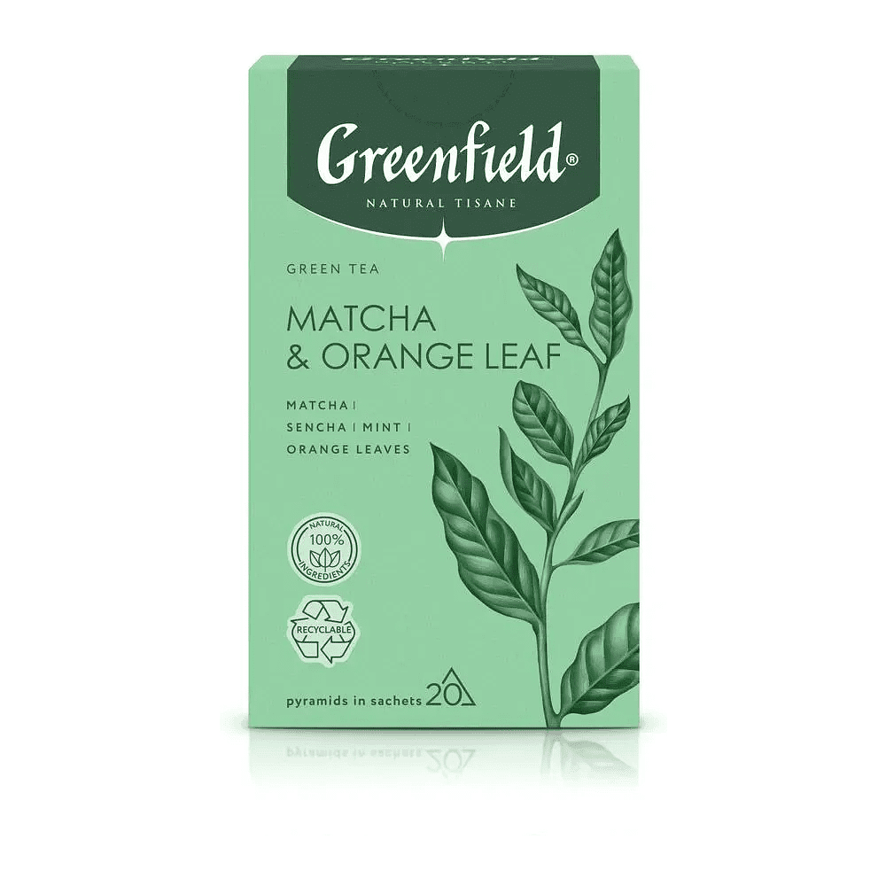 714621659100764 Чай "Greenfield" Tisane Matcha&Orange Leaf, 20 пакетиков x 1.8 г, зеленый — изображение 1